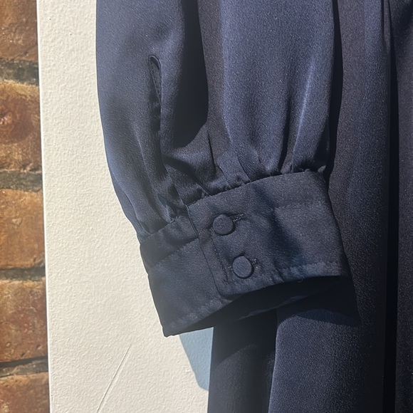 J.Crew Navy Satin Button-Front A-Line Midi Dress - Picture 6 of 10